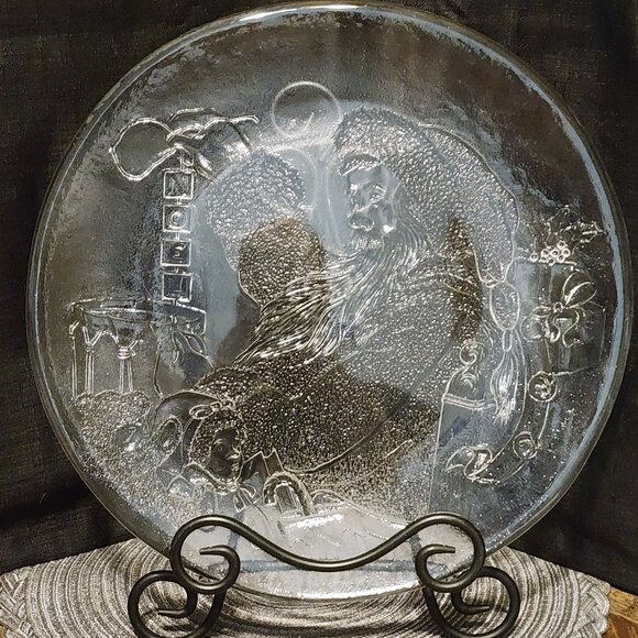 Libbey Santa Claus Noel 12.25 Inch Glass Serving Platter - Vintage Holiday - Picture 1 of 5